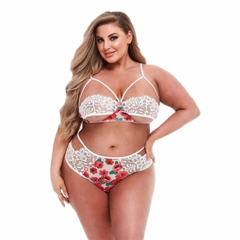 Baci White Floral & Lace Set Queen Size - Bielizna dwuczęściowa z koronką
