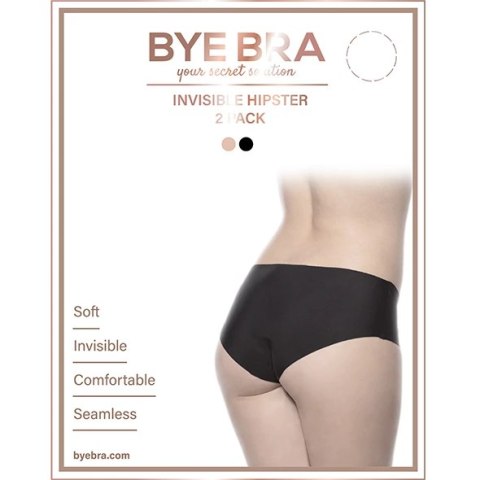 Bye Bra Invisible Hipster XL - Bezszwowe Majtki 2-Pack Nude & Black