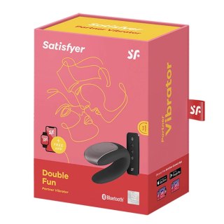 Satisfyer Double Fun Black - urządzenie dla par, pilot, aplikacja, IPX7