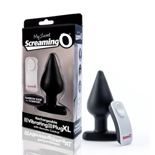 Screaming O Vibrating Plug XL Black - wibrujący model XL z pilotem