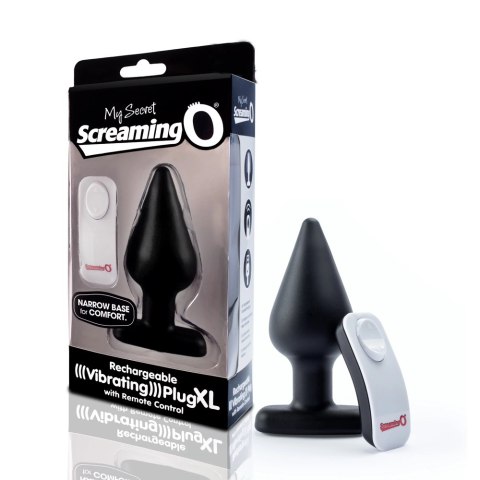 Screaming O Vibrating Plug XL Black - wibrujący model XL z pilotem