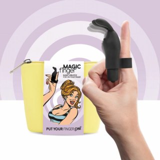 FeelzToys Magic Finger Black - Wibrujący gadżet na palec, silikonowy, czarny