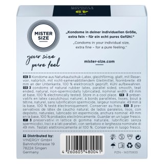 Mister Size Prezerwatywy 49 mm 3 sztuki - precyzyjne dopasowanie