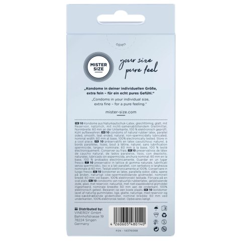 Mister Size Prezerwatywy 60 mm 10 szt. - Dopasowany rozmiar, komfort