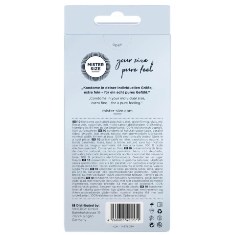 Mister Size Prezerwatywy 64 mm 10 szt. - Dopasowany rozmiar, komfort