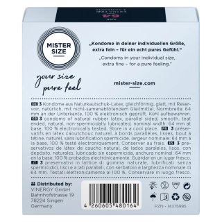 Mister Size Prezerwatywy 64 mm 3 szt. - indywidualny rozmiar, komfort