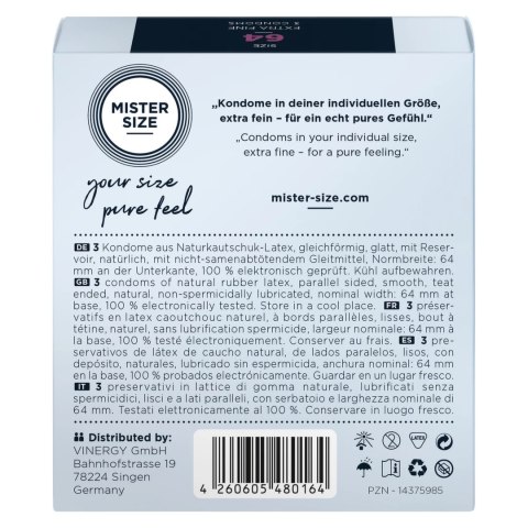Mister Size Prezerwatywy 64 mm 3 szt. - indywidualny rozmiar, komfort