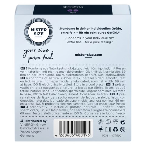 Mister Size Prezerwatywy 69 mm 3 szt. - Dopasowany rozmiar, komfort