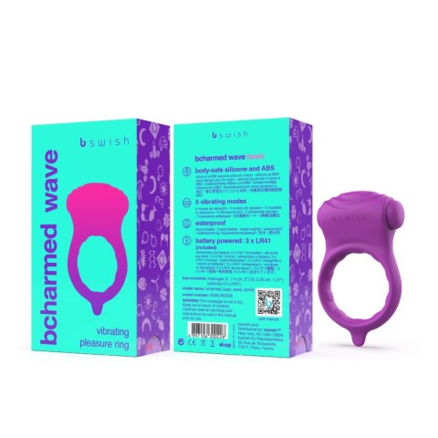 B Swish Bcharmed Basic Wave Orchid - Pierścień z wibracją, silikonowy