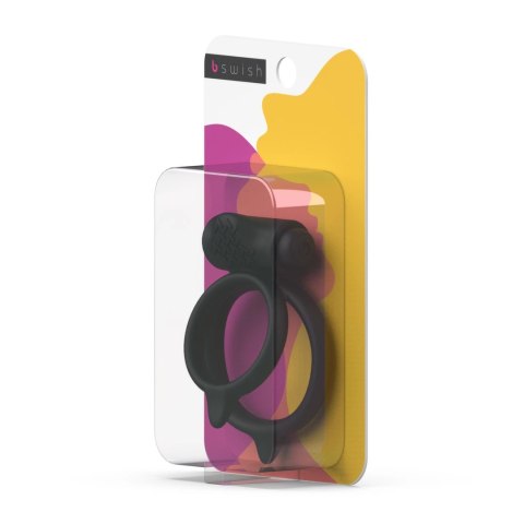 B Swish bcharmed Basic Plus Black - silikonowy podwojny pierścień wibracyjny