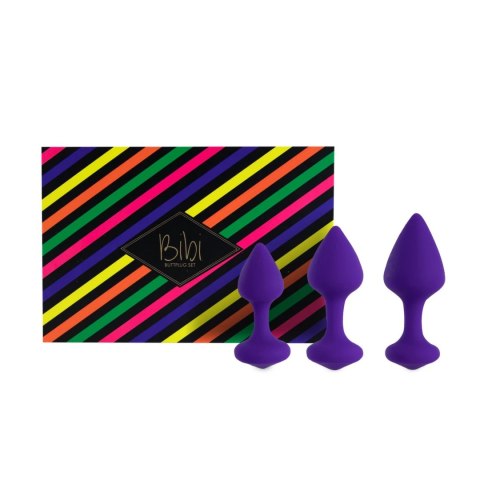 FeelzToys Bibi Purple - Zestaw 3 elastycznych zatyczek, silikon