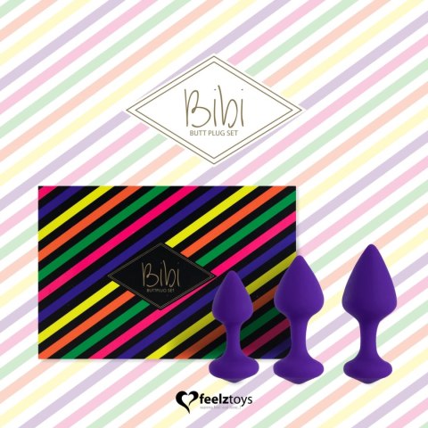 FeelzToys Bibi Purple - Zestaw 3 elastycznych zatyczek, silikon