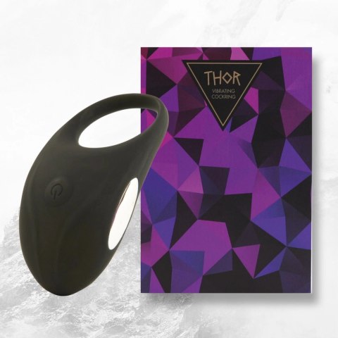 FeelzToys Thor Black - pierścień wibrujący, silikonowy, ładowany USB