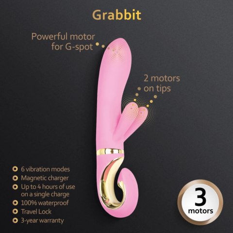 Gvibe Grabbit Pink - wielofunkcyjny model z 3 silnikami, silikon medyczny