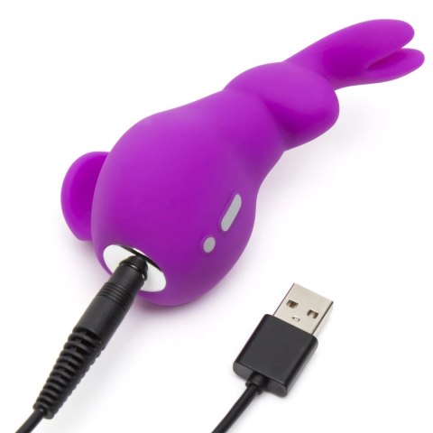 Happy Rabbit Mini Ears Purple - Kompaktowy masażer silikonowy USB