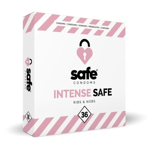 Safe Intense 36szt - prezerwatywy z teksturą wypustek i prążkow, lateksowe