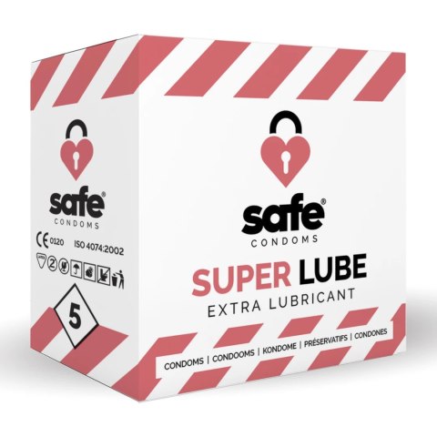 Safe Super Lube 5 szt. - prezerwatywy nawilżane, lateksowe, 56 mm