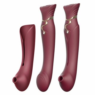ZALO Queen Set Wine Red - model z funkcją pulsacji i podgrzewania