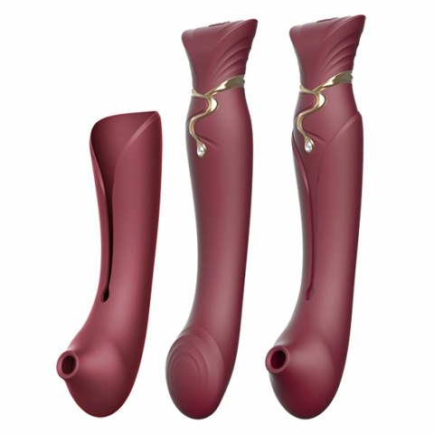 ZALO Queen Set Wine Red - model z funkcją pulsacji i podgrzewania