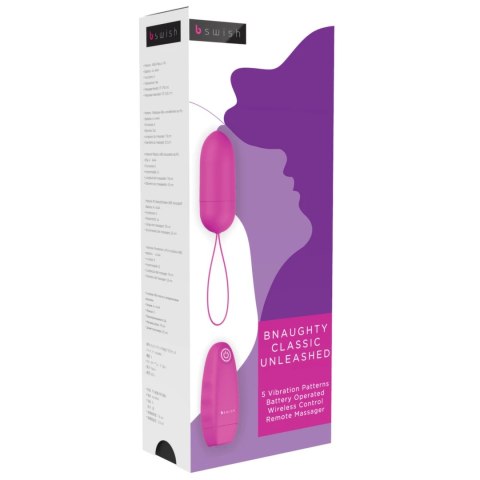 B Swish bnaughty Classic Unleashed Cerise - system intymny z pilotem, 7.6 cm