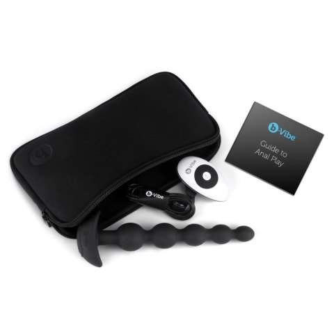 B-Vibe Cinco Black - silikonowy model z wibracją, 5 segmentow, pilot