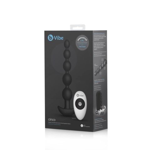B-Vibe Cinco Black - silikonowy model z wibracją, 5 segmentow, pilot