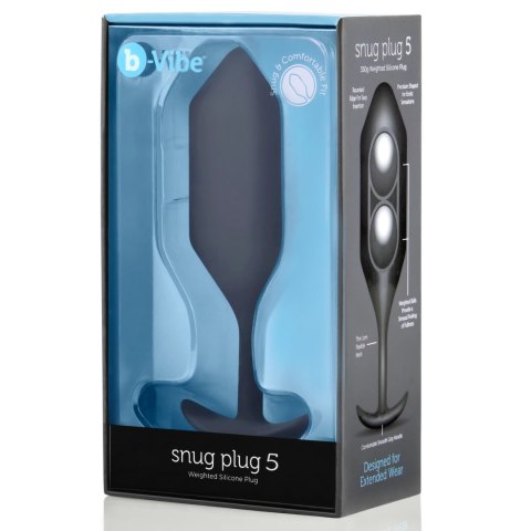 B-Vibe Snug Plug 5 Black - silikonowy ciężki model anatomiczny 371g