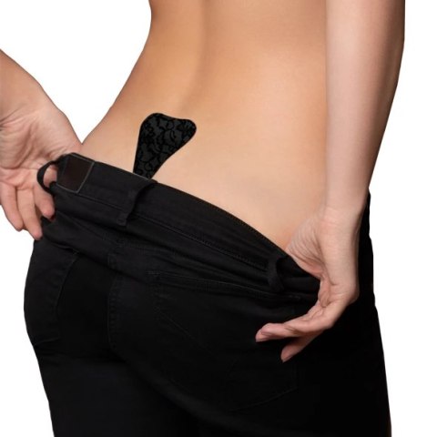 Bye Bra Adhesive Thong Lace Finish Black samoprzylepne stringi One Size