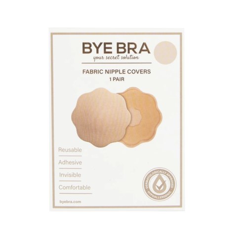 Bye Bra Fabric Nipple Covers Nude - materiałowe osłonki kwiaty 1 para