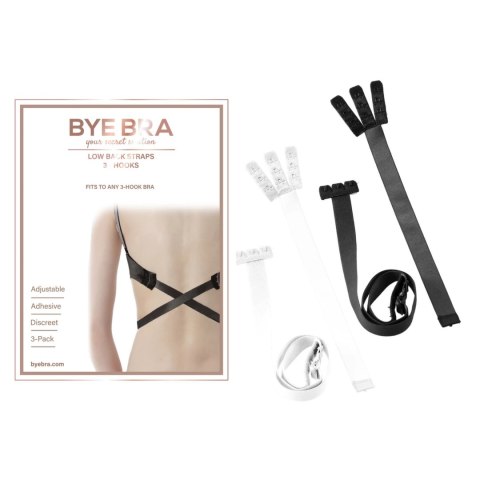 Bye Bra Flexible Low Back Straps 3 haftki czarny/biały regulowane