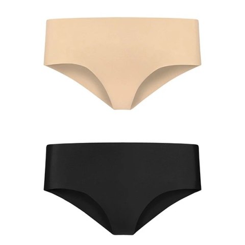 Bye Bra Invisible Hipster 2-Pack Nude & Black L - Bezszwowe majtki niewidoczne