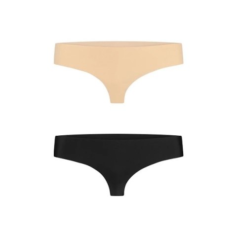 Bye Bra Invisible Thong 2-Pack Nude & Black M - Bezszwowe stringi