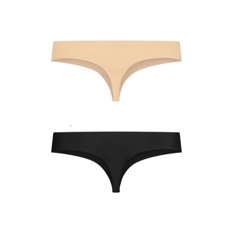 Bye Bra Invisible Thong 2-Pack Nude & Black M - Bezszwowe stringi