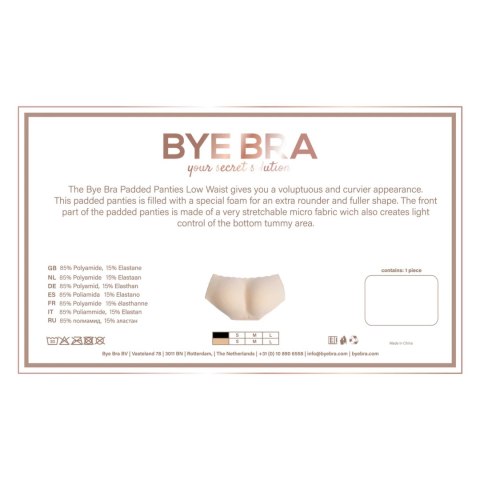 Bye Bra Padded Panties S Nude - Majtki modelujące z pianką, niski stan