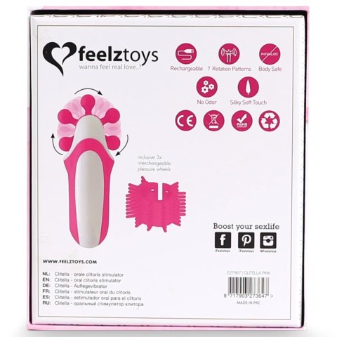 FeelzToys Clitella Pink - Kompaktowy stymulator z wymiennymi końcowkami