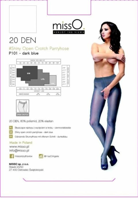 MissO P101 Rajstopy z wycięciem ciemnoniebieskie S/M, połysk