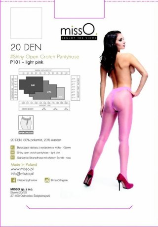 MissO P101 Rajstopy z wycięciem jasnorożowe L/XL połysk