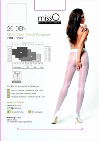 MissO P101 rajstopy z wycięciem białe S/M eleganckie połysk
