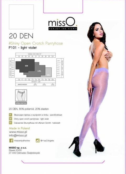 MissO P101 rajstopy z wycięciem jasnofioletowe S/M eleganckie