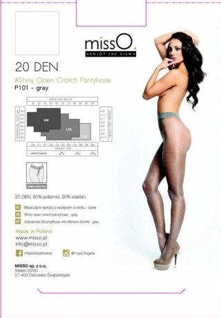 MissO P101 rajstopy z wycięciem szare L/XL eleganckie wykończenie