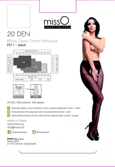 MissO P211 rajstopy z otwartą strefą, czarne, rozmiar S/M