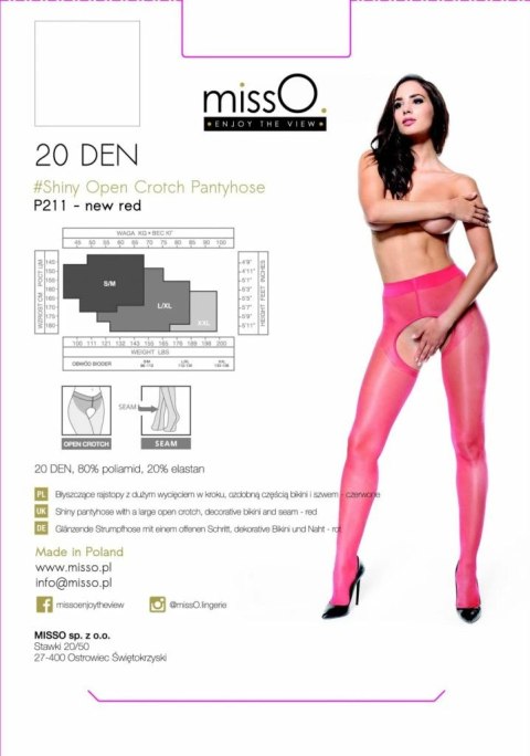 MissO P211 rajstopy z otwartą strefą, czerwone, rozmiar S/M