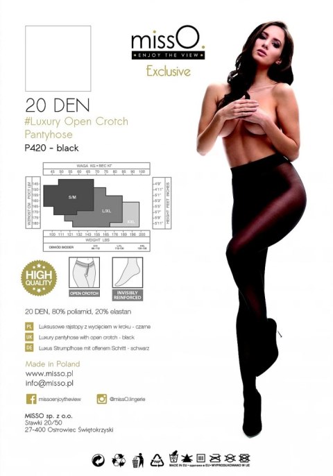 MissO P420 Rajstopy z wycięciem w kroku czarne rozmiar M