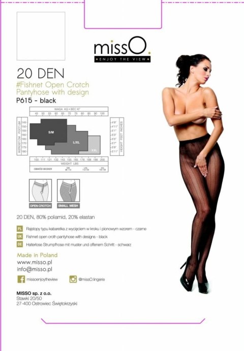 MissO P615 Kabaretki DEN20 z pionowymi pasami czarne S/M