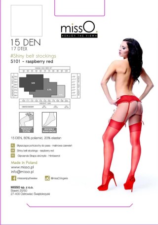 MissO S101 Pończochy do pasa czerwone XXL - wytrzymała dzianina