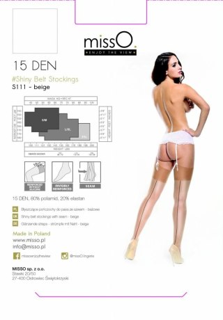 MissO S111 Pończochy do pasa beżowe z szwem S/M klasyczne