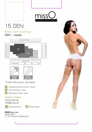 MissO S301 Pończochy do pasa beżowe L/XL wytrzymałe klasyczne
