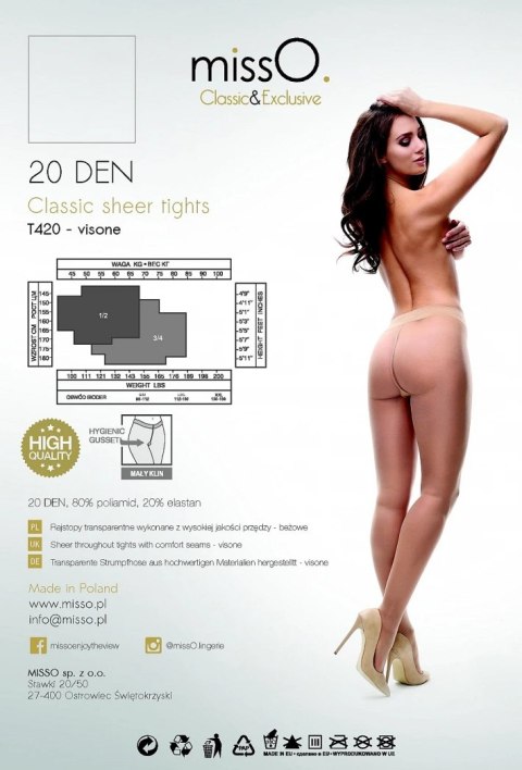 MissO T420 Rajstopy klasyczne beżowe L - transparentne i wygodne