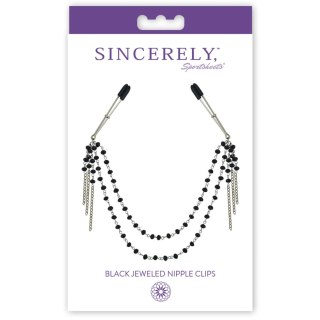 Sportsheets Sincerely Black Klipsy z Cyrkoniami, łańcuszek 41,9 cm