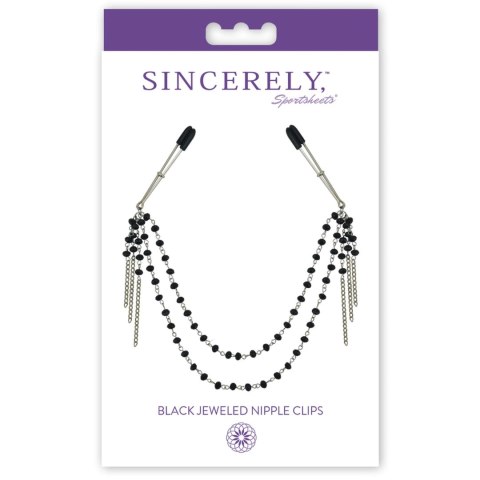 Sportsheets Sincerely Black Klipsy z Cyrkoniami, łańcuszek 41,9 cm